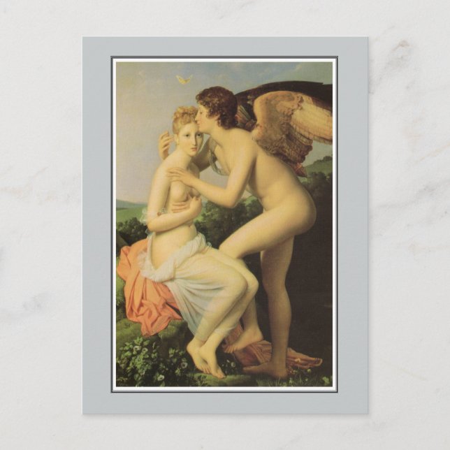 Postal Ángel, Cupido y Psique por Gérard (Anverso)