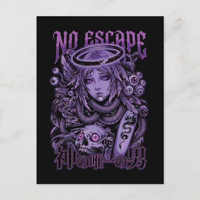 Postal Ángel Cyber Goth Sin Escape (Anverso)