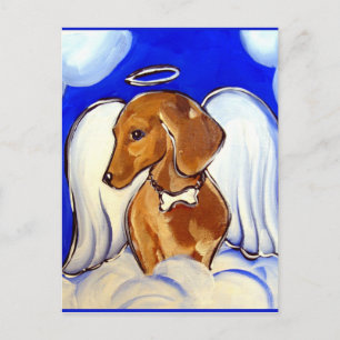 Postal Ángel Dachshund Rojo