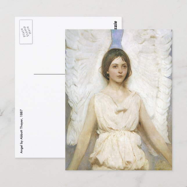 Postal Ángel de Abbott Thayer, Bella Artes victoriano vin (Anverso / Reverso)