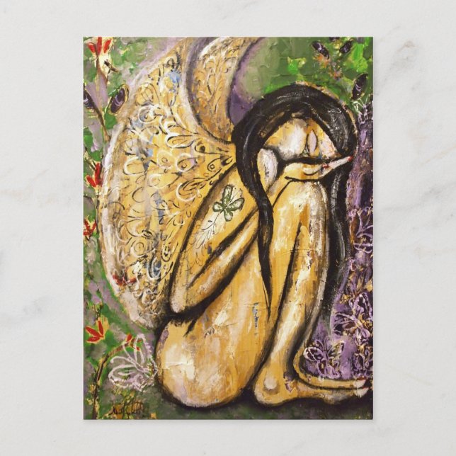 Postal Ángel de alas sensibles (Anverso)