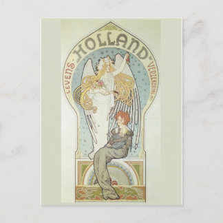 Postal Ángel de Art Nouveau y madre