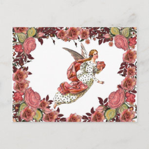 Postal Ángel de bonito con cinta rosada