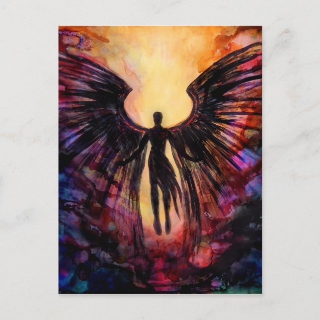 Postal Ángel de caída - pintura contemporánea (Anverso)
