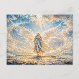Postal Ángel de fantasía dinámica en luz atmosférica radi