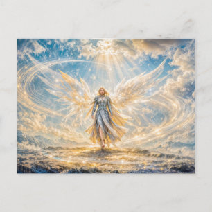 Postal Ángel de fantasía dinámica en luz atmosférica radi