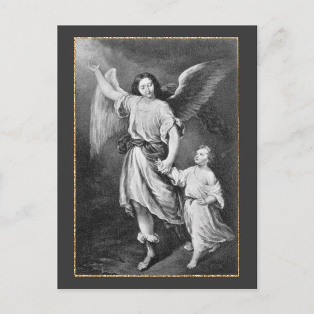 Postal Ángel De Guardia Y Niño (Anverso)