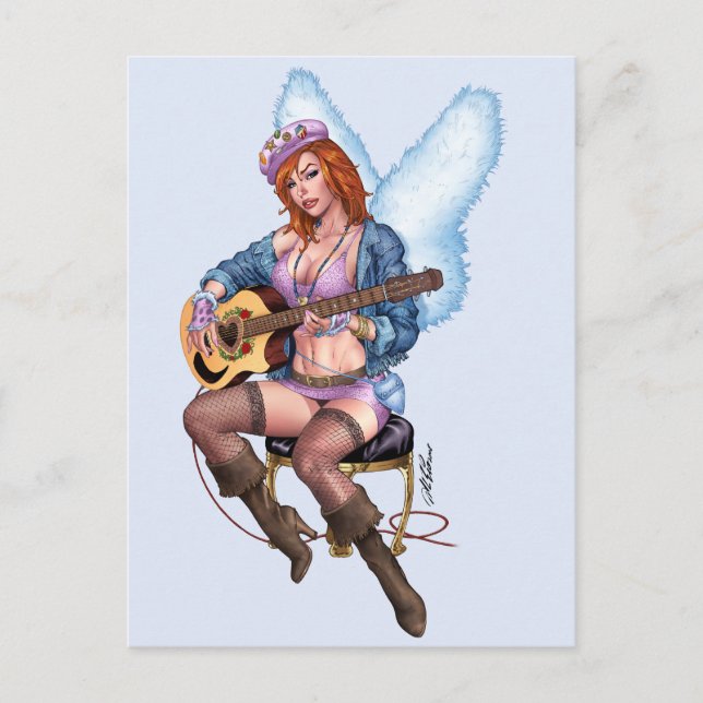 Postal Ángel de guitarra pelirroja de Al Río (Anverso)
