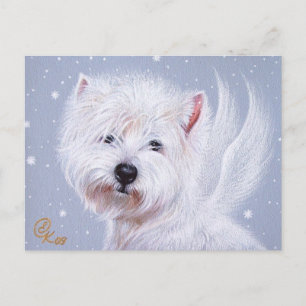 Postal Ángel de invierno (Westie)