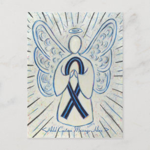 Postal Angel de la cinta azul y negro de sensibili