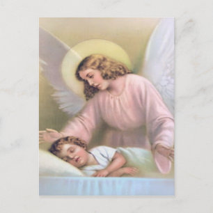 Postal Ángel de la guarda de los niños, cosecha, reproduc