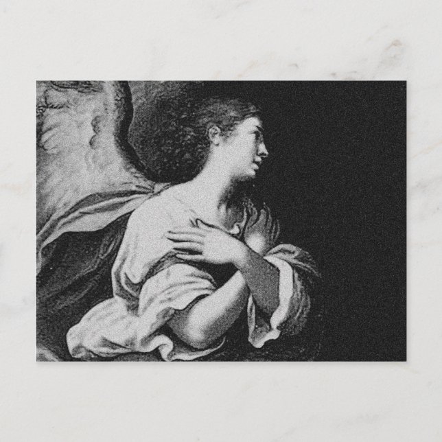 Postal Ángel de la guarda en blanco y negro (Anverso)