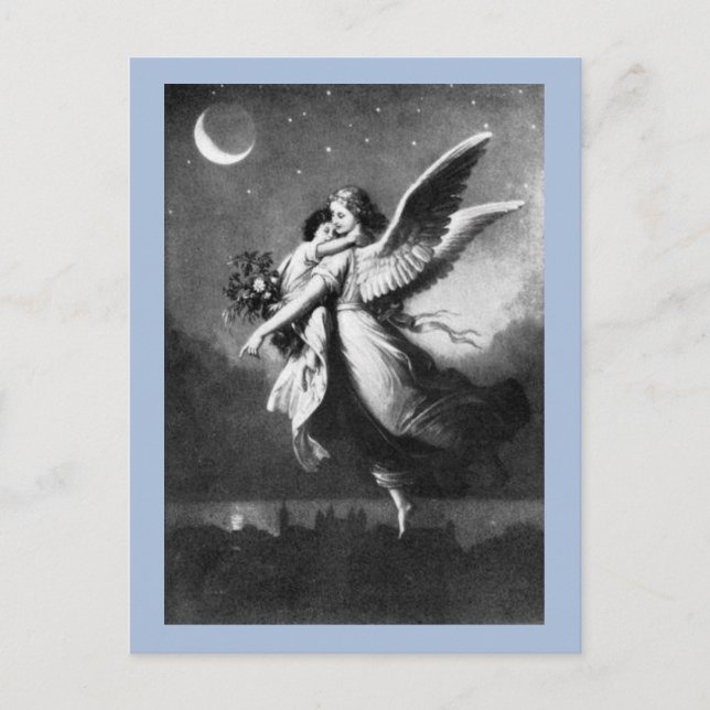 Postal Ángel de la Guardia de noche (Anverso)
