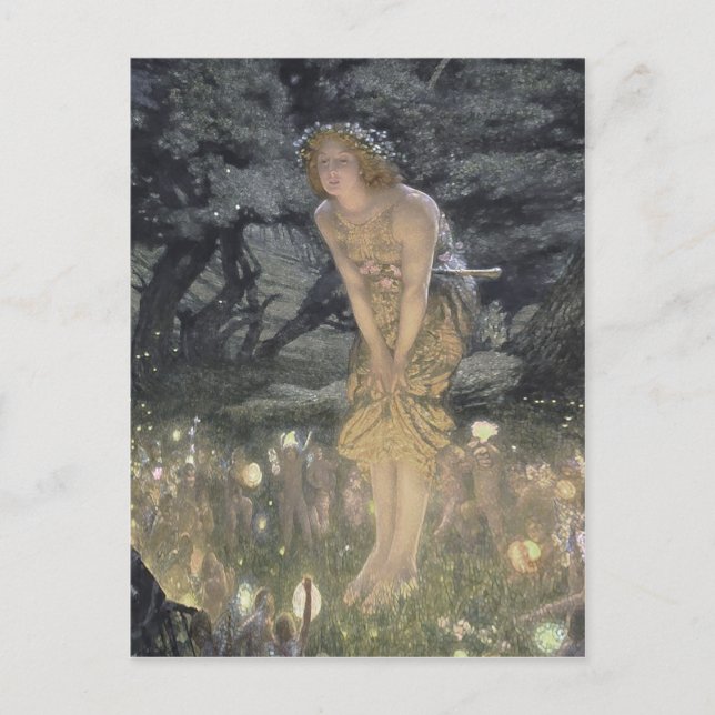 Postal Ángel de la hada pequeña y Chica (Anverso)