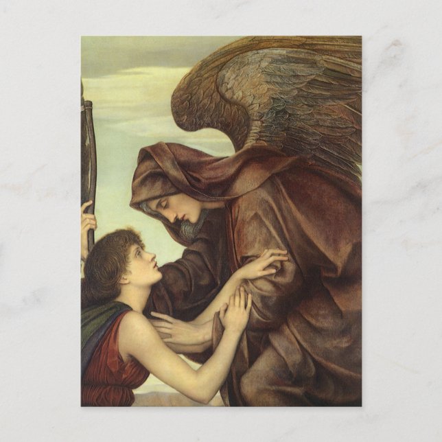 Postal Ángel de la Muerte por Evelyn De Morgan (Anverso)