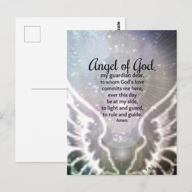Postal Ángel de la oración de Dios Guardián Ángel Neutral (Anverso / Reverso)