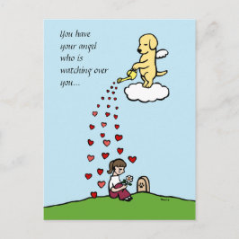 Postal Ángel de labrador amarillo con amor
