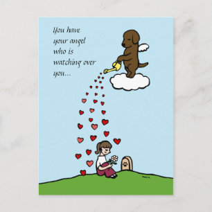 Postal Ángel de labrador de chocolate con amor