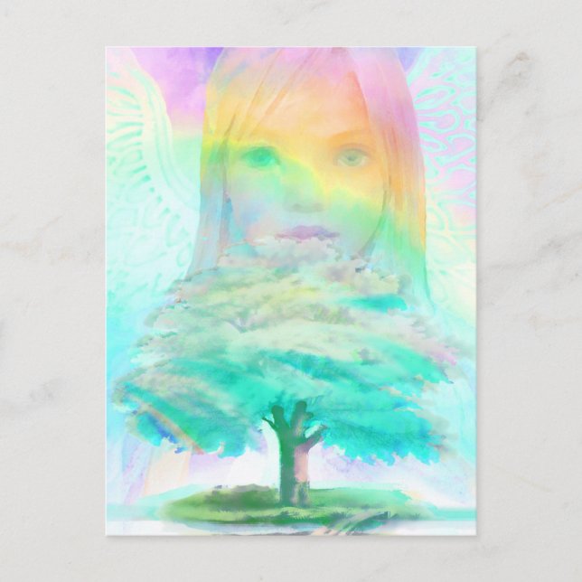 Postal Ángel de luz del árbol de la vida (Anverso)