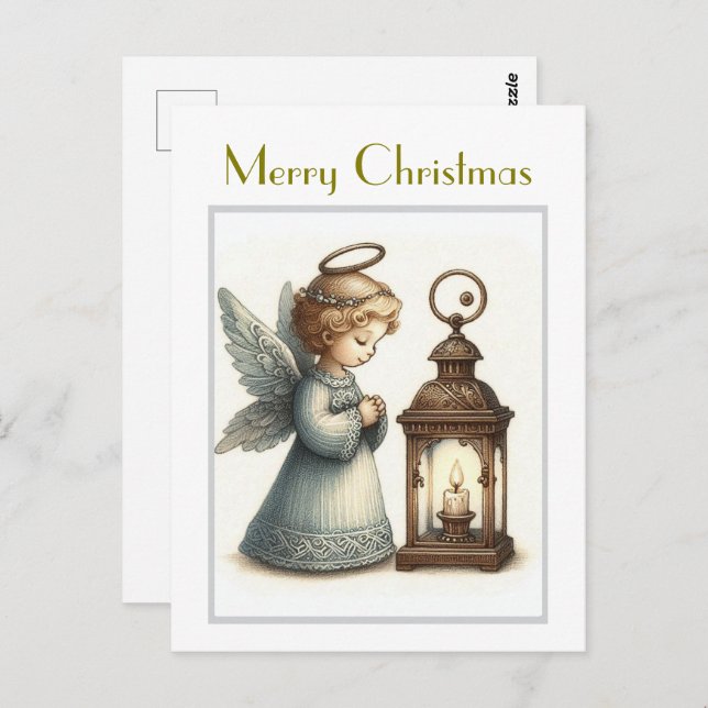 Postal Ángel de Navidad de Cute Vintage (Anverso / Reverso)