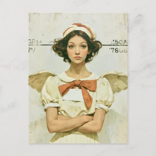 Postal Ángel de Navidad No Tan Inocente Mugshot