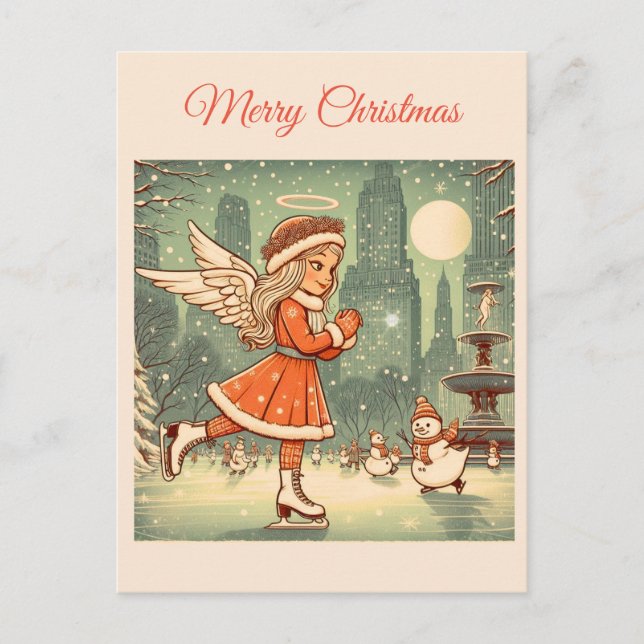 Postal Ángel de Navidad personalizable de NYC (Anverso)