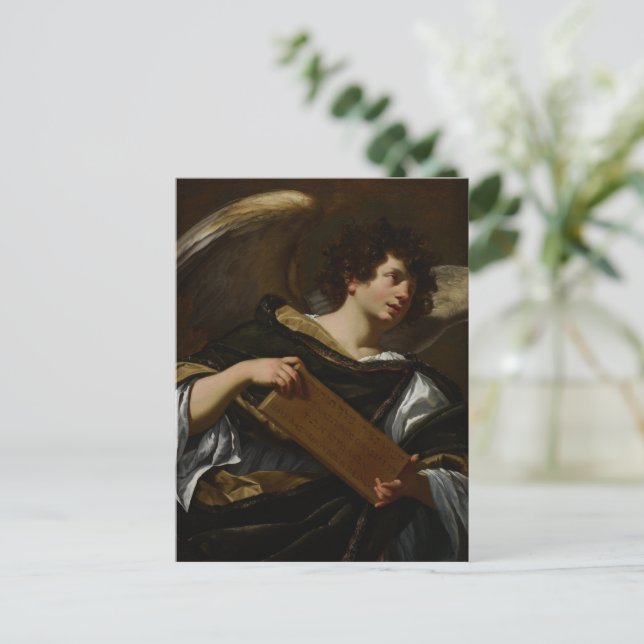 Postal Ángel de Pascua de Simon Vouet (Anverso de pie)