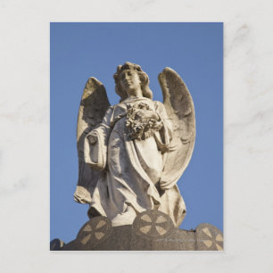 Postal Ángel de piedra mirando hacia abajo estatua en Bue