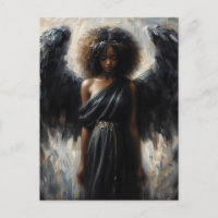 Ángel de piel oscura con alas negras