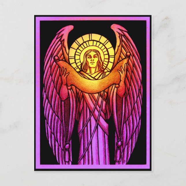 Postal Angel de vidrio manchado (Anverso)