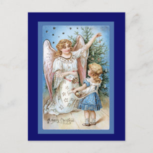 Postal Ángel decorando el árbol