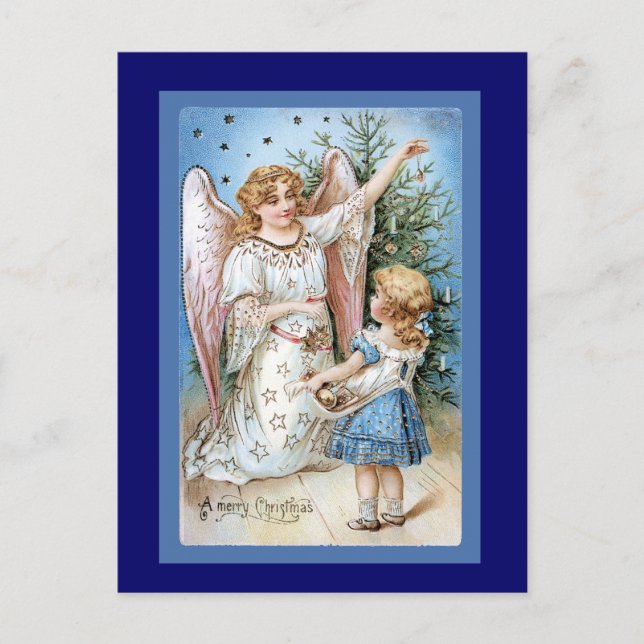 Postal Ángel decorando el árbol (Anverso)