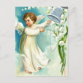 Postal Ángel del bebé con una Campana Azul