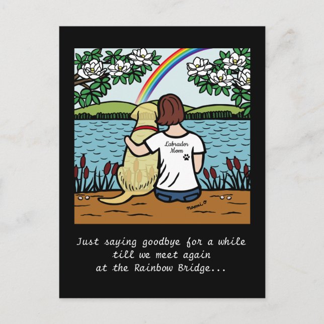 Postal Ángel del labrador amarillo y mamá Brown (Anverso)