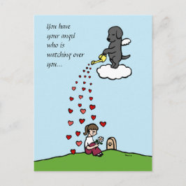 Postal Ángel del labrador negro con amor