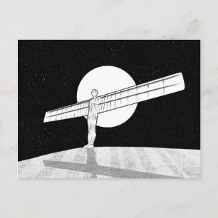 Postal Ángel del Norte Negro y Blanco