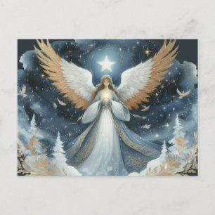 Postal Ángel en la noche de Navidad hermoso