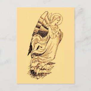 Postal Ángel En Rosa Y Oro