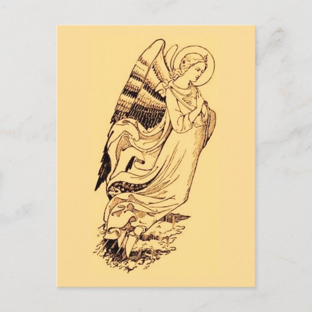 Postal Ángel En Rosa Y Oro (Anverso)