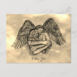 Postal Angel Eros en el amor, te amo