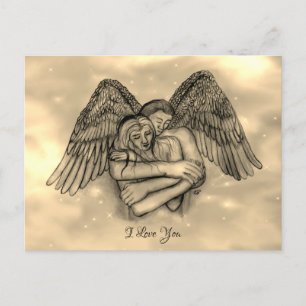 Postal Angel Eros en el amor, te amo