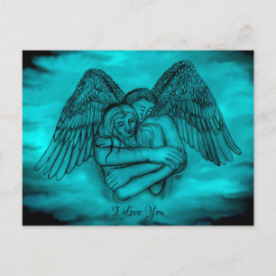 Postal Angel Eros en el amor, te amo