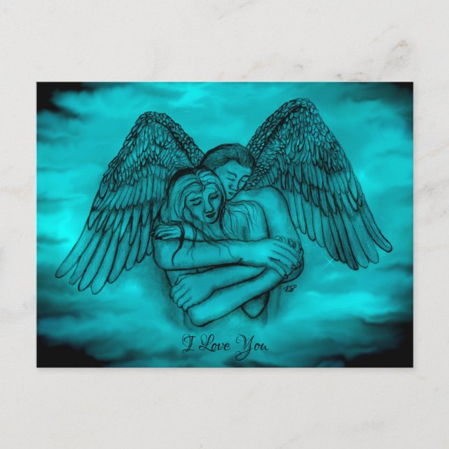 Postal Angel Eros en el amor, te amo (Anverso)