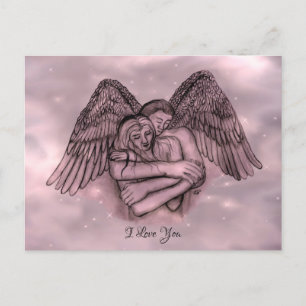 Postal Angel Eros en el amor, te amo