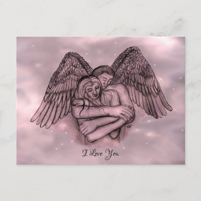 Postal Angel Eros en el amor, te amo (Anverso)