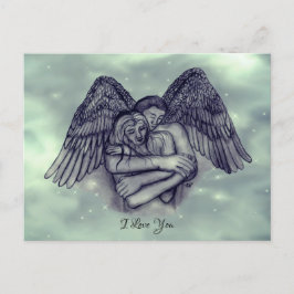 Postal Angel Eros en el amor, te amo