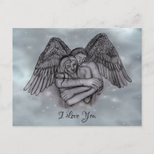 Postal Angel Eros en el amor, te amo