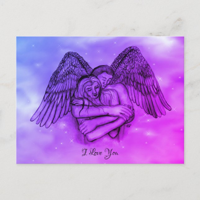 Postal Angel Eros en el amor, te amo (Anverso)
