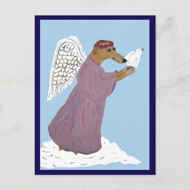 Postal Ángel Galgo con Paloma Blanca (Anverso)
