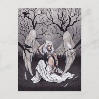 Postal Ángel gótico negro blanco esperanza desesperación